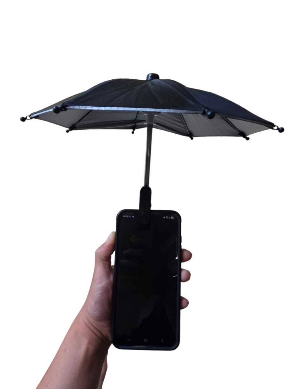 Mini Clip-On Umbrella Phone Shade - Black